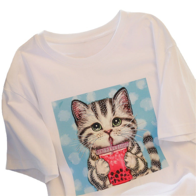 Fashion Luxury 100%Cotton Designer Custom Cartoon Plus Size T-shirts 3D Print Brand Women's T-Shirts Wholesale