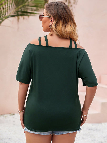 Sexy Off Shoulder Solid Color Women's T-Shirt Custom Plus Size Women's Clothing Irregular Summer Shirt Hollow Women's Tops
