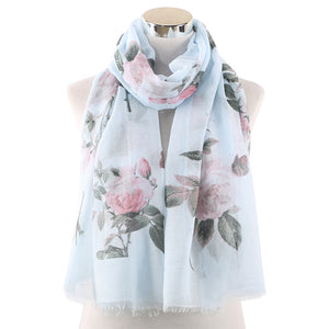 Sidiou Group Wholesale High Quality Floral Print Women Ladies Scarf Reversible Shawl Wraps Soft Scarves Travel Accessories