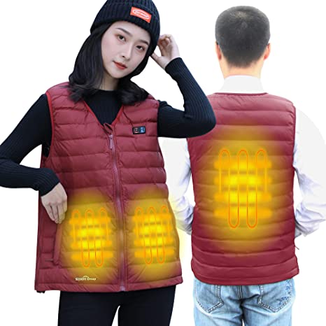 Sidiou Group Anniou Electric Heated Vest For Men Women Double Switch Adjustable Size USB Heated Waistcoat Washable Warm Heating Gilet（Without Power Bank）