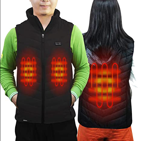 Sidiou Group Anniou Electric Heated Vest For Unisex Double Switch Adjustable Temperature USB Heated Waistcoat Washable Winter Warm Heating Gilet（Without Power Bank）