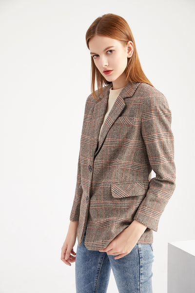 Sidiou Group Anniou Office Suit Coat Women Spring Autumn Long Sleeve Casual Slim Fit Blazers Woman Coats Elegant Plaid Blazer Jacket