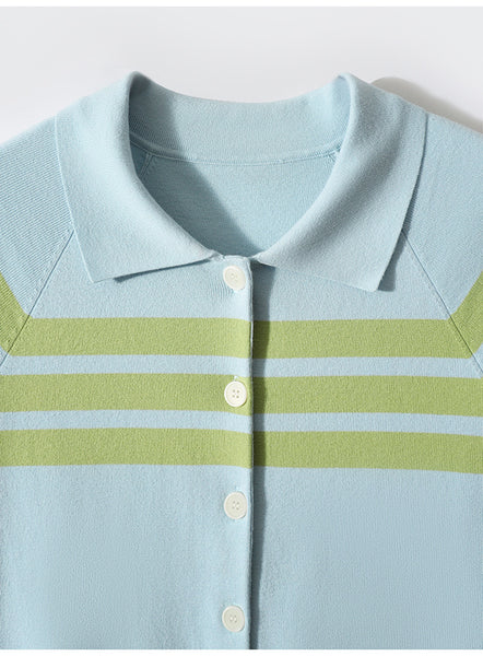 Sidiou Group Anniou High Quality Polo Shirts Fashion T-shirt Women Personalized Stripe Short Sleeves Knit Sweater Shirt
