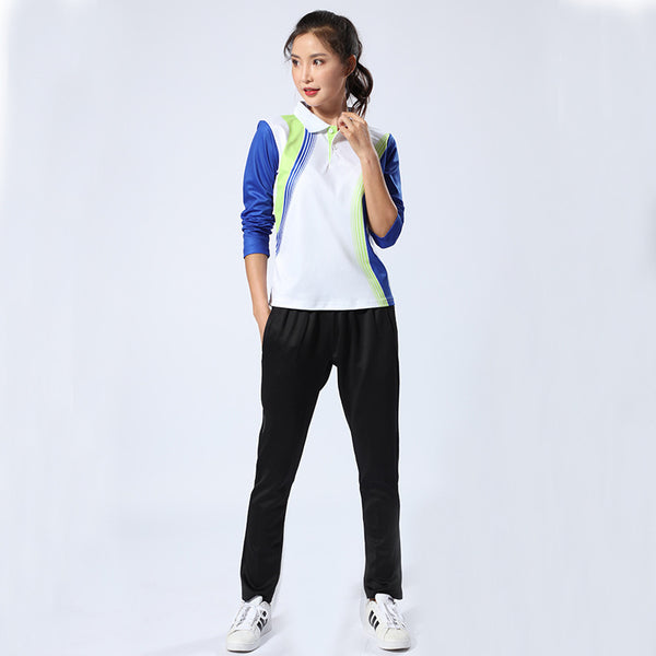 Factory Wholesale OEM Supplier Womens Golf Apparel Long Sleeve Polo Shirts Quick Dry Polyester Spandex Sports Tennis Clothing