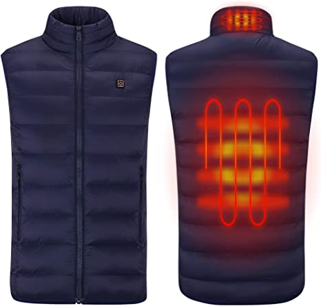 Sidiou Group Anniou Heated Vest USB Charging Heated Adjustable Down Jacket Vest Men Rechargeable Electric Heating Gilet Vest（ Not Included Power Bank)