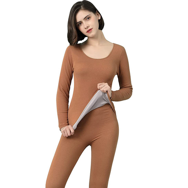 Sidiou Group Anniou Womens Winter Thermal Underwear Set Plus Velvet Thickening Warm Comfortable Long Sleeve Thermal Base Layer Top and Leggings