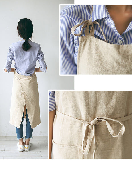 New Unisex Flax Simple Long Apron Bib Baking Smock Chef Cafe Custom Aprons Online Personalised Logo Embroidered Work Aprons