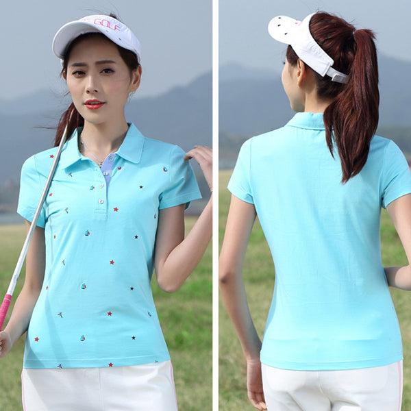 OEM Manufacturing High Quality Golf Sports Polo Shirt Summer Short Sleeve Cotton Sports Top Printed T-Shirt For Women
