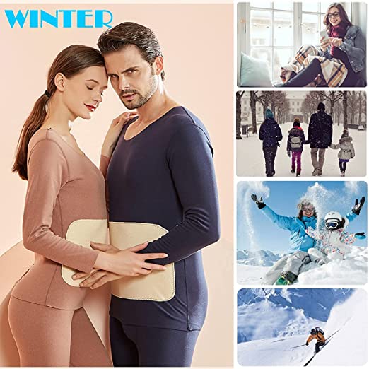 Sidiou Group Anniou Seamless Thermal Underwear Set with Silk Patch Autumn Winter Warm Women Mens Base Layer Long Sleeve Thermal Tops and Long Johns Set