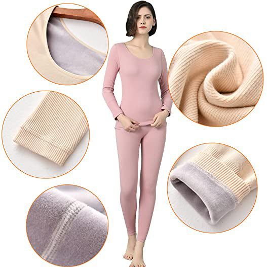 Sidiou Group Anniou Womens Winter Thermal Underwear Set Plus Velvet Thickening Warm Comfortable Long Sleeve Thermal Base Layer Top and Leggings