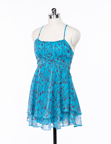 New Summer Sexy Blue Floral Patterned  Ladies Suspender Skirt  Fashion Irregular Hem Design Bohemia Vacation Women's Dresses