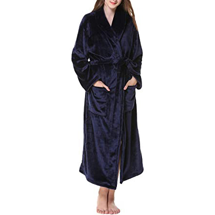 Sidiou Group Anniou Men and Women Dressing Gown Length Robe Winter Warm Bathrobe Soft Gown Night Robe Homewear Nightgown