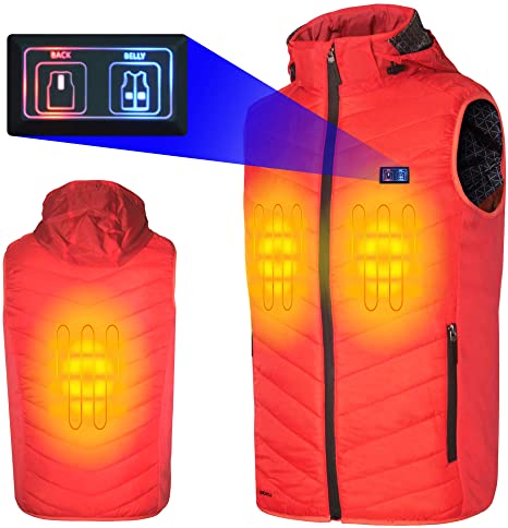Sidiou Group Anniou Electric Heated Vest For Unisex Double Switch Adjustable Temperature USB Heated Waistcoat Washable Winter Warm Heating Gilet（Without Power Bank）