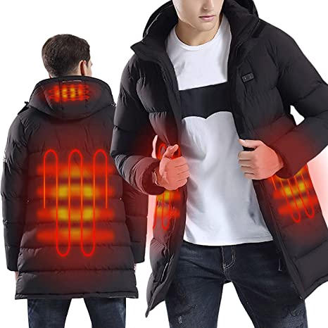 Sidiou Group Anniou Mens Electric Heated Jacket USB Charging Heated Clothing Rechargeable Winter Warm Hoodie Heating Coat Lightweight Down Jacket