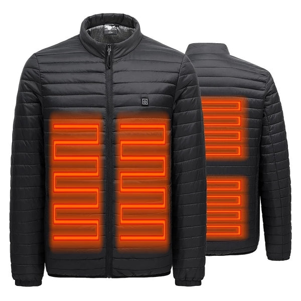 Sidiou Group Anniou Men Ultralight Heated Jacket Winter Warm USB Heating Smart Hooded Heated Clothing Waterproof Thermal Padded Jacket