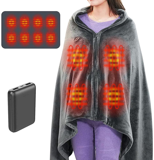 Sidiou Group Anniou USB  Heated Warm Shawl with 10000mah Rechargeable Battery Heated Shawl Blanket 3 Levels Adjustable Temperature Heat Throw Blanket