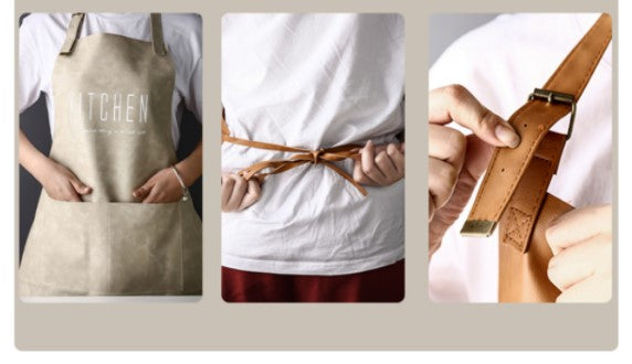 Wholesale Custom PU Leather Apron Household Waterproof Anti-oil Apron Adult Men And Women Fashion Cooking Aprons