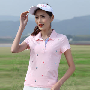 OEM Manufacturing High Quality Golf Sports Polo Shirt Summer Short Sleeve Cotton Sports Top Printed T-Shirt For Women