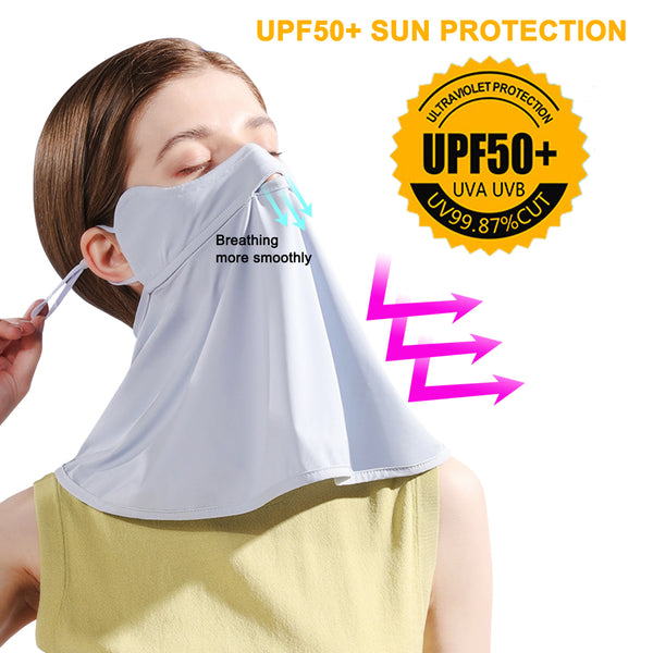Sidiou Group Anniou Summer UPF 50+ Face Cover Anti UV Protective Dust Face Cover Cool Ice Silk Breathable Perspiration Sunscreen for Running Cycling