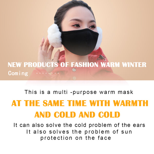 Sidiou Group Winter Women Cute Plush Cotton 2-In-1 Mouth Cover With Earmuffs For Outdoor Breathable Windproof Warm Face Cover