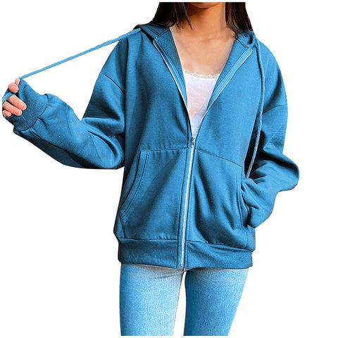 Sidiou Group Anniou High Quality Long Sleeves Tracksuit Blank Pullover Solid Color Casual Loose Sweatshirt Womens Hoodies Autumn Winter