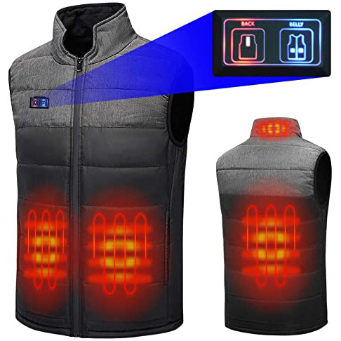 Sidiou Group Anniou Women and Men Double Switch USB Heated Waistcoat Winter Warm Heating Gilet Washable Electric Heated Vest（Without Power Bank）