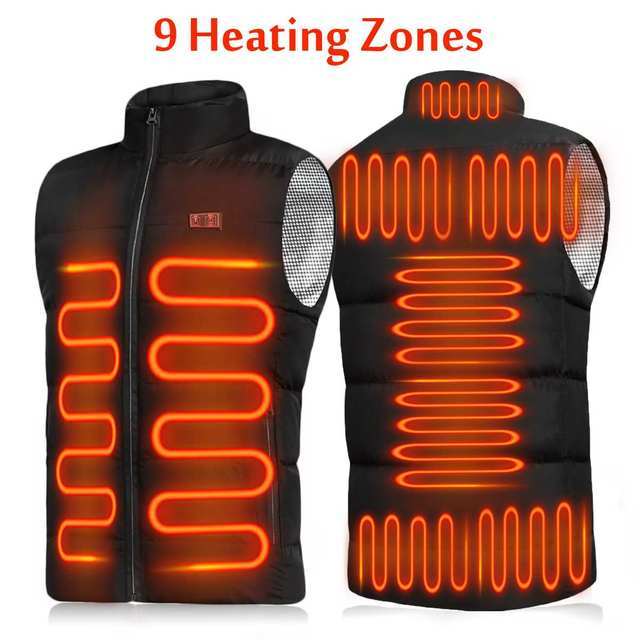 Sidiou Group Anniou New 9 Places Heated Vest Men Women USB Heating Vest Thermal Winter Fashion Heat Vest(Without Power Bank)