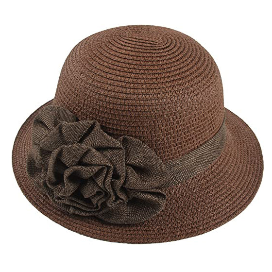 Sidiou Group Anniou Women Straw Bucket Hat Summer Sun Foldable Beach Caps Fisherman Hat UV Protection With Flower Decor