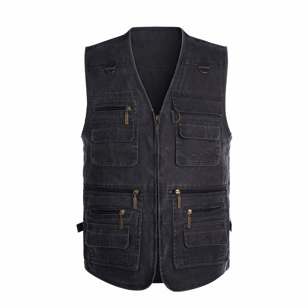 Sidiou Group Anniou Mens Summer Outdoor  Cotton V-neck Fishing Vest Multi Pocket Gilet Casual Breathable Photography Vests Camping Hunting Waistcoat