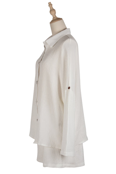 Wholesale Summer White Shirt Shorts Two Piece Suits For Women Casual Solid Color Breathable Cotton Linen Shorts Suit Ladies Sets