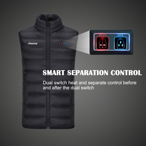 Sidiou Group Anniou Dual Switch Heating Gilet USB Rechargeable Heated Waistcoat Winter Warm Cotton Electric Heated Vest for Men Women（Without Power Bank）