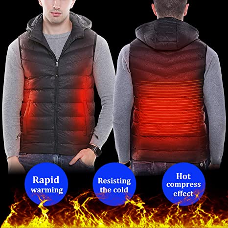 Sidiou Group Anniou USB Heated Vest Adjustable Temperature Electric Heating Vest Rechargeable Heated Down Gilet Vest (Not Included Power Bank)