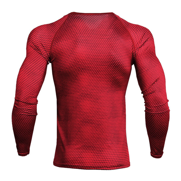Sidiou Group Anniou Men's Tight Sports Running Gym T-shirt Long Sleeve Quick-drying Breathable Jogging Sportswear Fitness Fashion Printed Round Neck T-Shirt
