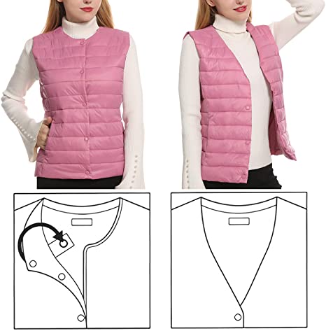 Sidiou Group Anniou Heated Waistcoat USB Electric Heated Vest Rechargeable Lightweight Down Gilet Vest for Women (Package Not Included Power Bank)