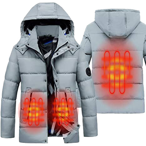 Sidiou Group Anniou Electric Heated Jacket USB Mens  Rechargeable Winter Warm Down Cotton Jacket Hoodie Heating Coat (Packing Not Include Power Bank)