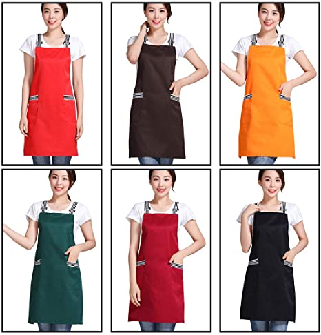 Sidiou Group Anniou Adjustable Chef Apron with Pockets for Home Restaurant Craft Garden BBQ School Coffee House Cotton Canvas Aprons