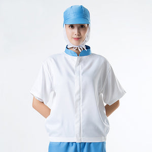 Wholesale Cheap Price Food Factory Clothing Uniforms Cotton Breathable Short Sleeves Work Workshop Suits Clean Hygienic Workwear