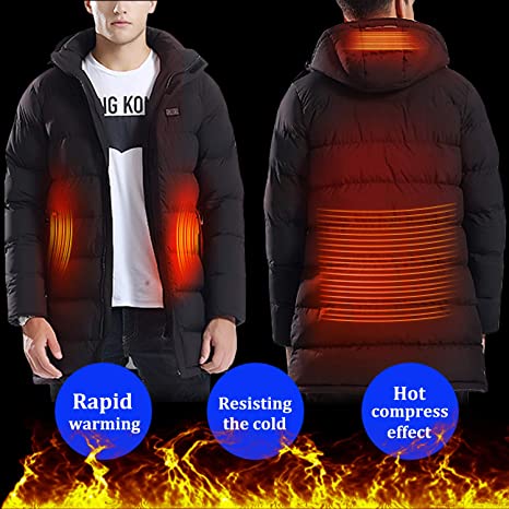 Sidiou Group Anniou Mens Electric Heated Jacket USB Charging Heated Clothing Rechargeable Winter Warm Hoodie Heating Coat Lightweight Down Jacket