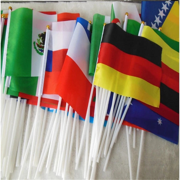 Sidiou Group Anniou Customize 100Pcs 14*21cm Country Campaign Hand Waving Flag Plastic Stick President Election Hand Flags Wholesale