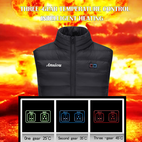 Sidiou Group Anniou Dual Switch Heating Gilet USB Rechargeable Heated Waistcoat Winter Warm Cotton Electric Heated Vest for Men Women（Without Power Bank）