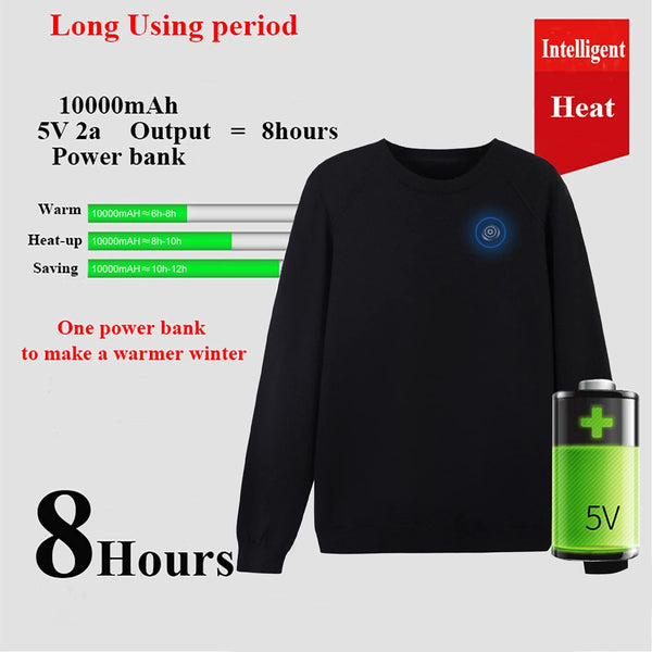 Sidiou Group Anniou USB Heating Knitted Sweatshirt with 10000mAh Rechargeable Battery Winter Thermal Top Electric Heated Sweatshirt For Men and Women