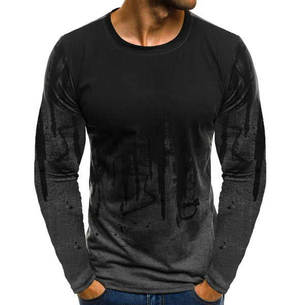 Sidiou Group Anniou New Men's Fashion Sports Fitness Top Thin Round Neck Slim Long Sleeve T-shirt Turtleneck Camouflage Youth T-shirt
