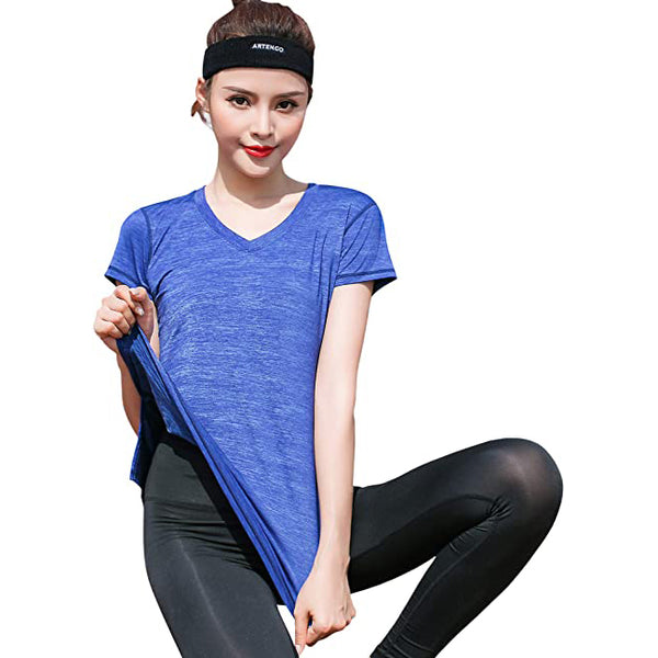 Sidiou Group Anniou Quick Dry Sports T-Shirt Women Anti UV UPF 50+ Yoga T Shirt Fitness Gym Running Tops Short Sleeve Elastic Training Tshirt