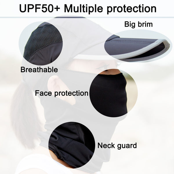 Sidiou Group Anniou UPF50+ Sun Hat Summer Unisex Baseball Cap and Neck Gaiter UV Protection Set Foldable Mesh Baseball Hat Quick Drying Sports Cap