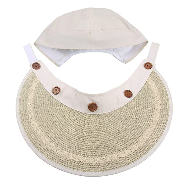 Sidiou Group Anniou Summer Empty Top Hats Cowboy Hat With Broad Brim Folding Straw Hat Detachable Sun Visor Hat Beach Hats for Women