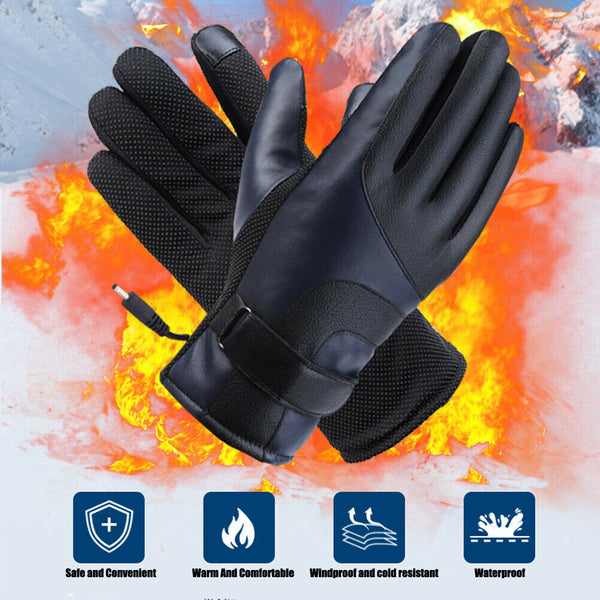 Sidiou Group Anniou Winter Electric Heated Gloves Windproof Cycling Warm Heating Touch Screen Skiing Gloves USB Powered For Men Women