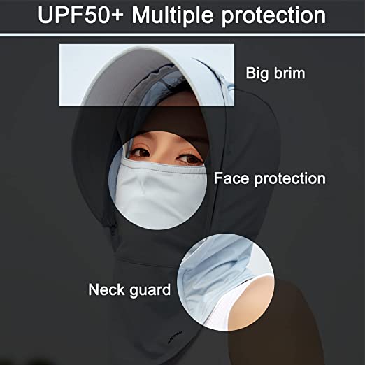 Sidiou Group Anniou 3-in-1 UPF50+ Sun Hat Face Mask Neck Gaiter UV Protection Multifunctional Detachable Brim Breathable Quick Drying Outdoor Sun Cap