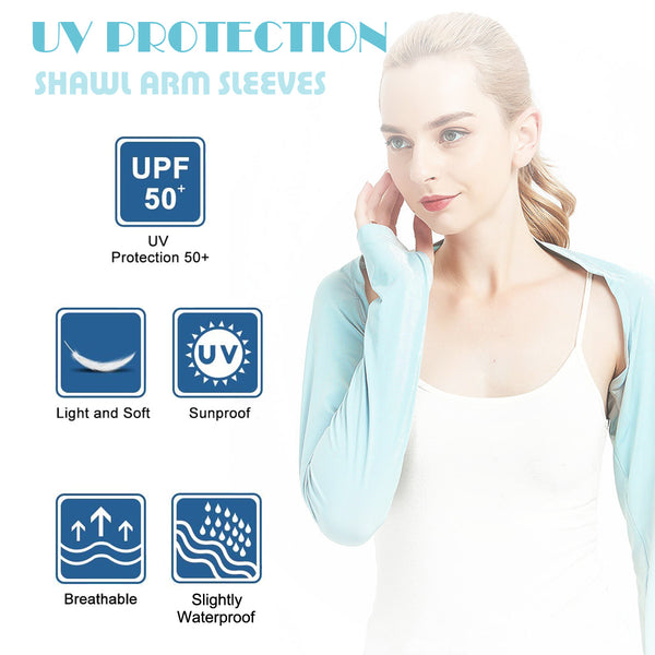 Sidiou Group Anniou UPF 50+ Arm Sleeves Anti UV Sun Pretection One-piece Cooling Sleeves Sunscreen Ice Silk Shawl Arm Cover for Women Running Golf