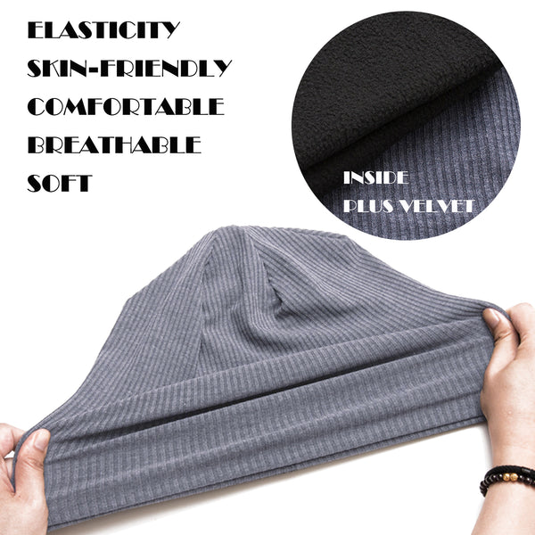 Sidiou Group Anniou Men Women Knitted Beanie Hat Fleece Lining Autumn Winter Stripe Pullover Cap Unisex Fashion Soft Warm Slouch Beanie Hats
