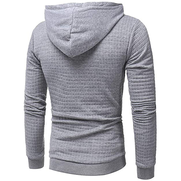 Sidiou Group Anniou Mens Hooded Sweatshirt Fashion Gym Workout Long Sleeve Drawstring Sports Hoodie Plaid Jacquard Pullover Hoodies